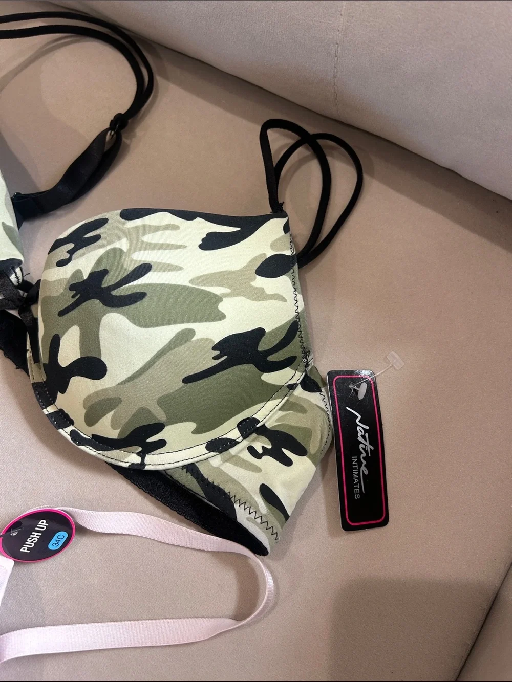 Rene Rofe Camouflage Push-Up Bra & Light Pink Lace Bra Set - Picture 3 of 7